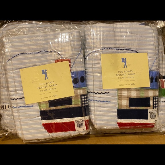 🌸New🌸 Twin Pottery Barn Kids Tugboat Quilt Set rare boys - Picture 2 of 2